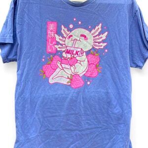 Hot Topic Pink Axolotl Strawberry Milk T-Shirt  X-Large Lavender Purple Tee